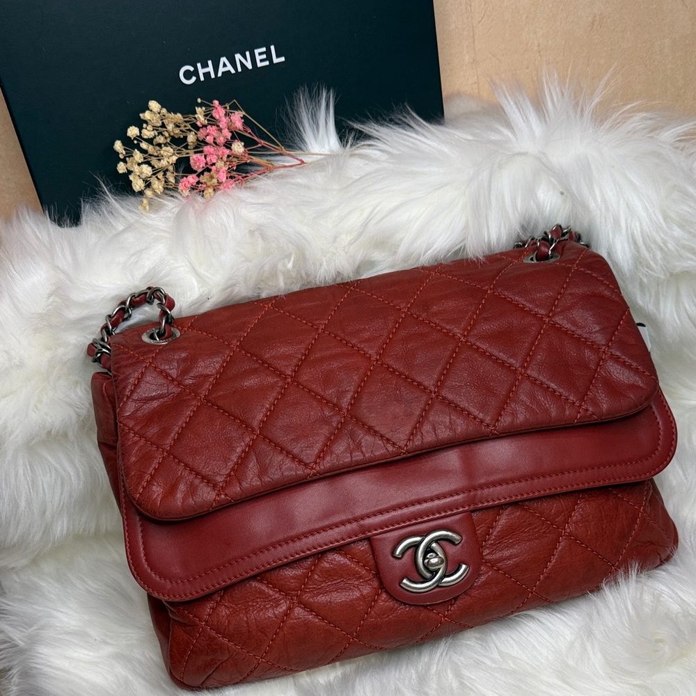 Chanel Iridescent Red Mix Flap Shoulder Bag